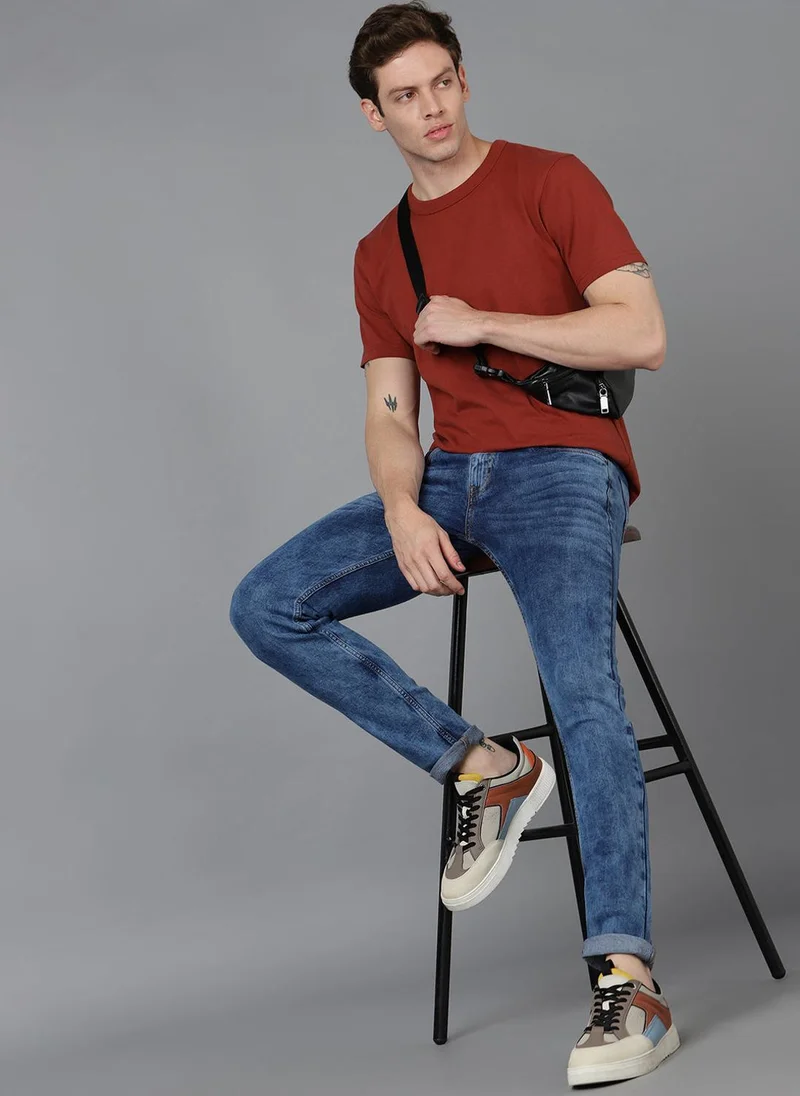 Urbano Fashion  Urbano Fashion Men's Blue Slim Fit Washed Jeans Stretchable for Men | Best Price UAE